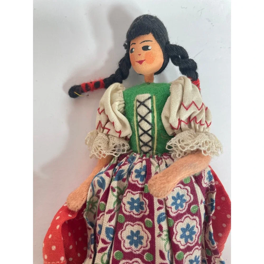 Vintage BAPS Miniature Folk Dolls Pair Hand Painted Traditional European Set